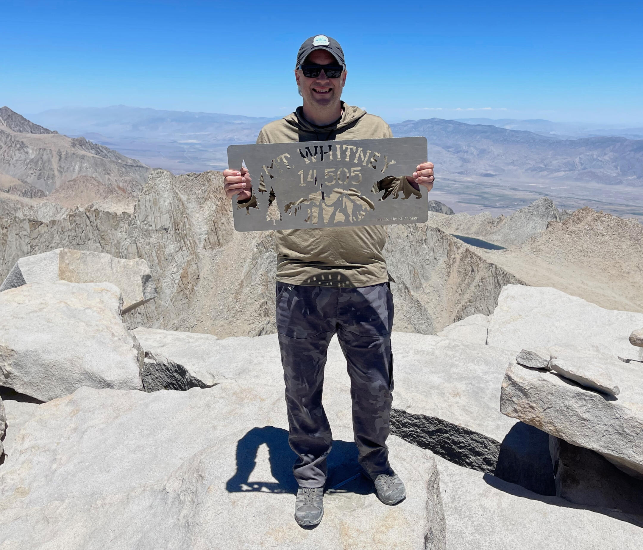 Jason Fiehler at the summit of Mt. Whitney, July 2022.